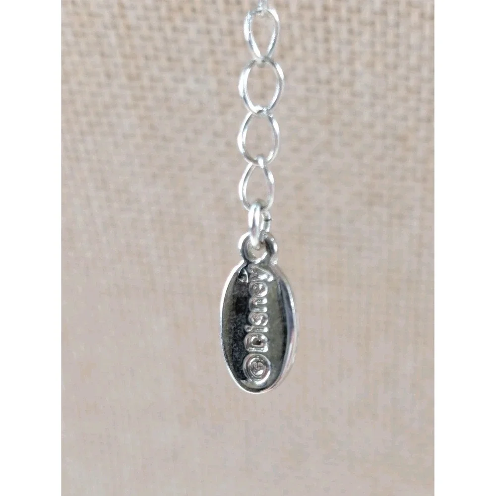 Disney Mickey Mouse Crystal Pave Necklace Silver Tone Adjustable Chain‎